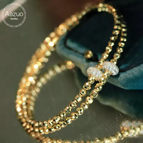 Aazuo Jewelry 18K金仙女球手鍊，鑲嵌0.42克拉真鑽，女士生日派對禮物，Au750