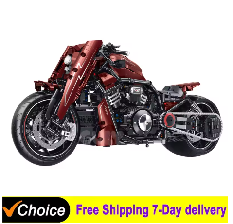 1:5 比例 Dark Tech Racing 摩托車積木套裝，改裝經典摩托車模型，桌面展示，​​禮品，兒童玩具