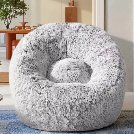 超柔軟記憶海綿豆袋椅，適合所有年齡層 - 灰色，非常適合客廳、臥室和宿舍