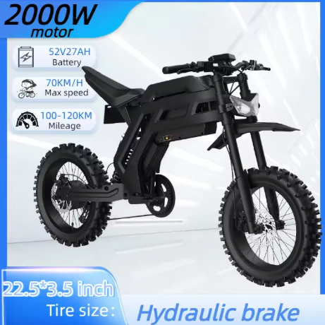 OBX GT73 Sepeda Motor Listrik Off-Road, 2000W 52V 27AH, Ban Tebal 22.5 Inci, Dilengkapi dengan Suspensi, Sepeda Gunung Off-Road Dewasa, Kecepatan Maksimum 70 km/jam