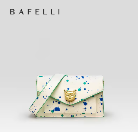 BAFELLI 2025 女用肩背包  風格：時尚奢華 材質：真皮 開合方式：翻蓋 型號：夏季新款 設計特色：貓咪造型 類型：設計師真皮手提包