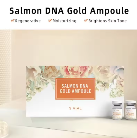 金色鮭魚 DNA 安瓶精華套裝，用於面部護理，美白、保濕及肌膚再生